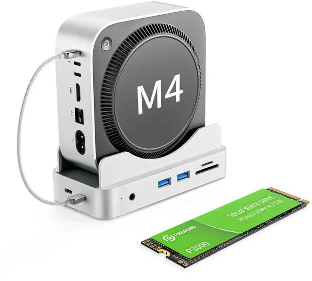 Main image of Phixero (1TB Storage) M4 Mac mini Dock, Aluminum unibody Design, 6-in-1 hub, 10Gbps USB-A, SD/TF Reader, Space-Saving Design, Non-Removable SSD