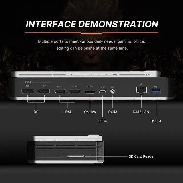 Alt view image 3 of 5 - BOSGAME External GPU Docking Station GVP7600 Ultra, eGPU Game Console with AMD Radeon 7600M XT Graphics Card, Oculink, Thunderbolt 3, HDMI 2.1, DisplayPort 2.0, eGPU Dock for Mini PC