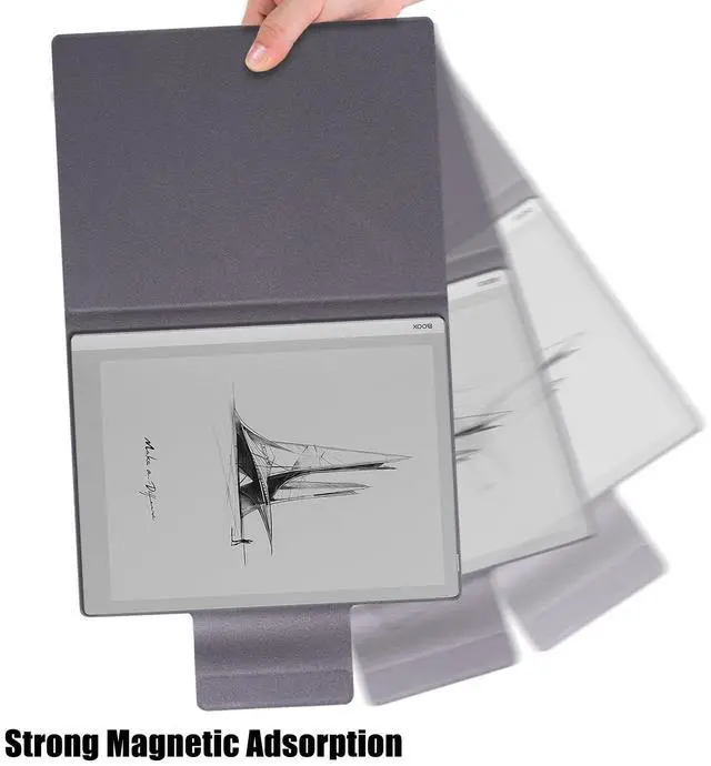 Alt view image 4 of 5 - LaoShuSheng Magnetic Case for 13.3" Onyx Boox Note Max (2024)&13.3" Boox Tab X C (2025) | Ultra-Thin Lightweight PU Leather | Book Folio Cover | with Pen Clasp | Smart Auto Sleep/Wake | (Cloth Black)