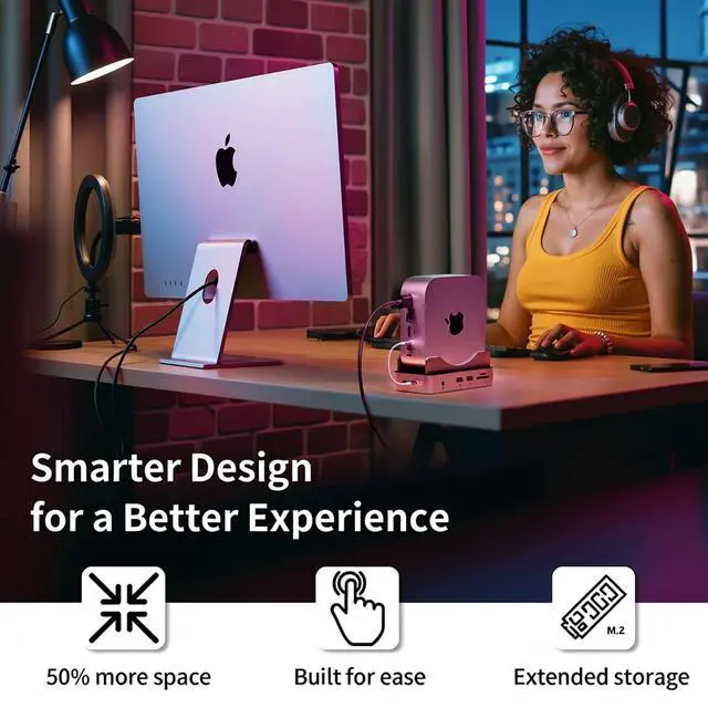 Alt view image 5 of 5 - Phixero (1TB Storage) M4 Mac mini Dock, Aluminum unibody Design, 6-in-1 hub, 10Gbps USB-A, SD/TF Reader, Space-Saving Design, Non-Removable SSD