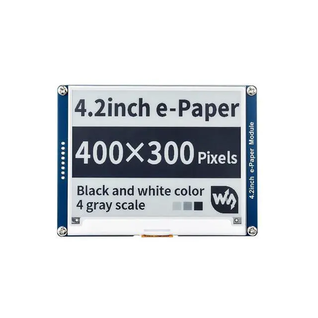 Alt view image 2 of 5 - iiunius 4.2inch E-Ink Display Module for Raspberry Pi & More, 400x300 Resolution, Black White Two Color, SPI Interface, Partial Refresh