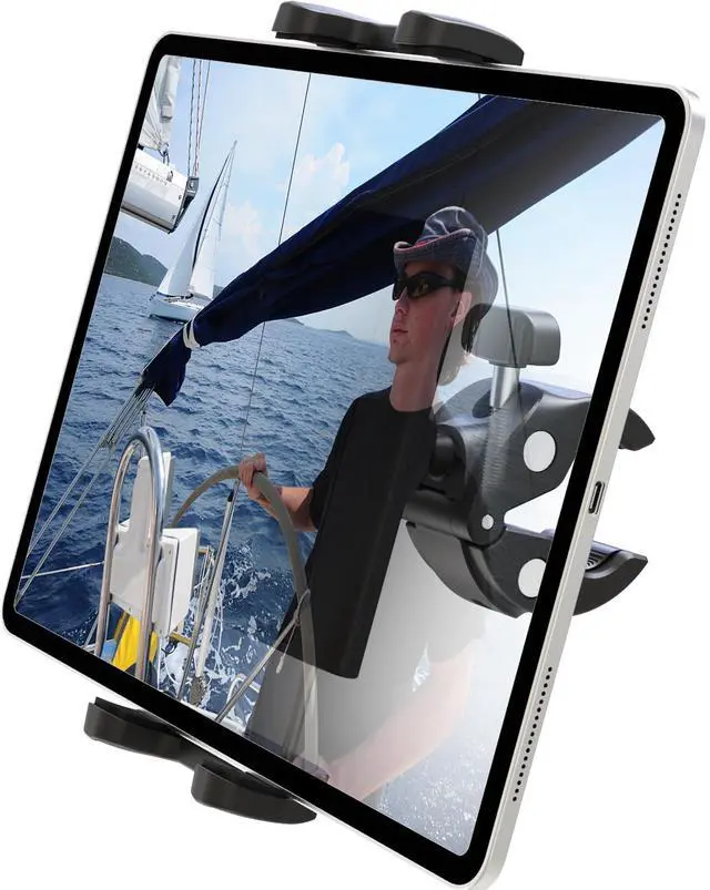 Main image of Wukanleng Tablet Holder for Boat Helm Bar Post Rod, 360° Rotation Universal Boat Handlebar Clamp Mount with Aluminum Alloy Base Compatible with iPad Pro 12.9/Air/Mini, Smartphones More Devices 4-13''