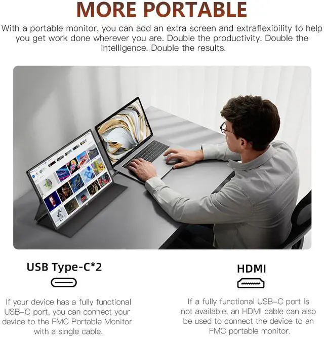 Alt view image 5 of 5 - 16 inch Portable Monitor 1080P 60HZ HDMI Portable Screen for Laptop Compatible with Windows, MacBook, Phone, Switch, Xbox & PS4/5 Gaming