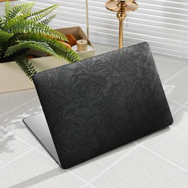 Main image of iCasso Compatible with MacBook Air 15 inch Case 2025 2024 2023 Release M4 A3241 M3 A3114 M2 A2941, Anti-Scratch Protective Plastic Hard Shell Case+Keyboard Cover for Mac Air 15, Black Embossed Floral