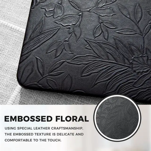 Alt view image 3 of 5 - iCasso Compatible with MacBook Air 15 inch Case 2025 2024 2023 Release M4 A3241 M3 A3114 M2 A2941, Anti-Scratch Protective Plastic Hard Shell Case+Keyboard Cover for Mac Air 15, Black Embossed Floral