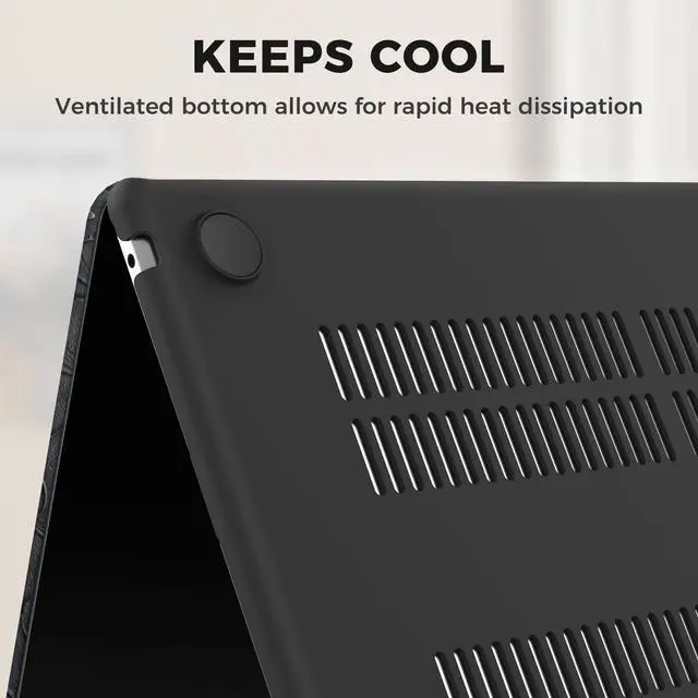 Alt view image 5 of 5 - iCasso Compatible with MacBook Air 15 inch Case 2025 2024 2023 Release M4 A3241 M3 A3114 M2 A2941, Anti-Scratch Protective Plastic Hard Shell Case+Keyboard Cover for Mac Air 15, Black Embossed Floral