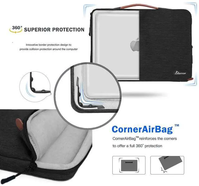 Alt view image 5 of 5 - Laptop Sleeve Cover 13 Inch for Notebook Compatible with MacBook Pro/Air, Water-Resistant Case with YKK Zipper, Polyester