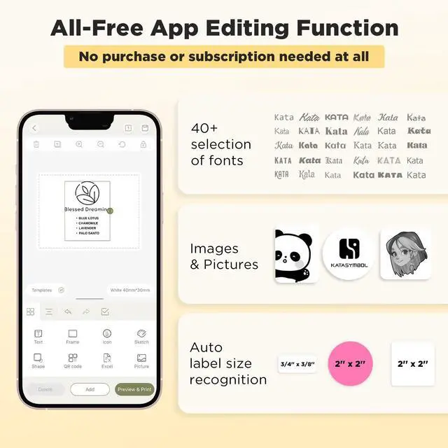 Alt view image 3 of 5 - SUPVAN T50M Pro Bluetooth Label Maker Machine with 4 Tapes, Wide Waterproof Label, Versatile App with 40 Fonts and 650+ Icons, Inkless Labeler for Home, Kitchen, School, Office Organization, Black