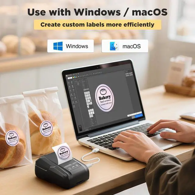 Alt view image 5 of 5 - SUPVAN T50M Pro Bluetooth Label Maker Machine with 4 Tapes, Wide Waterproof Label, Versatile App with 40 Fonts and 650+ Icons, Inkless Labeler for Home, Kitchen, School, Office Organization, Black