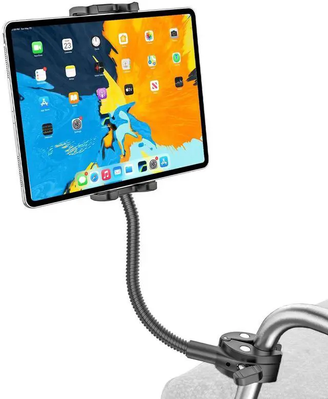 Main image of Wukanleng Tablet Holder for Wheelchair Arm [Pro Version] Long Arm Gooseneck Electric Wheelchair Tablet Mount Clamp for iPad Pro12.9 11 Air Mini, Galaxy Tab, iPhone, 4-13" Device