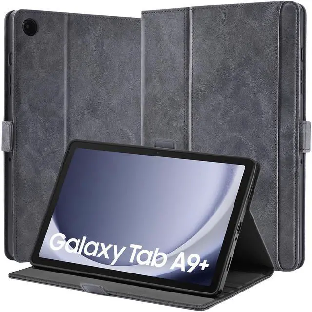 Main image of AsileCuir Handmade Case for Samsung Galaxy Tab A9 Plus/A9+ 5G Tablet 11 Inch 2023 SM-X210/SM-X216/SM-X218u with Pocket,Multi Angles,Magnetic Closure,Vegan Leather Folio Cover,Auto Sleep/Wake,Gray