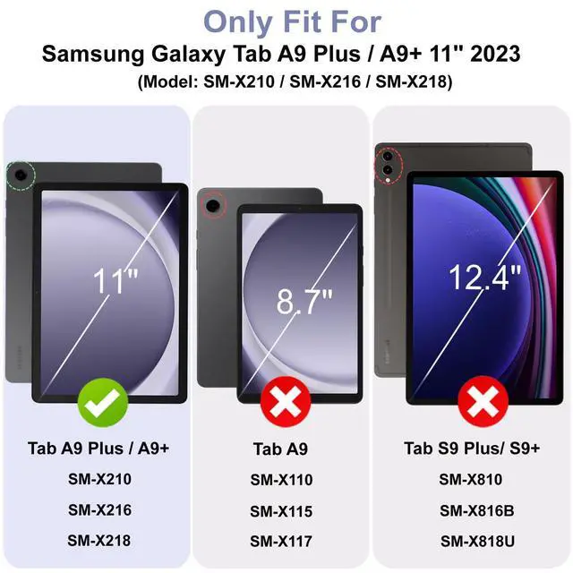 Alt view image 2 of 5 - AsileCuir Handmade Case for Samsung Galaxy Tab A9 Plus/A9+ 5G Tablet 11 Inch 2023 SM-X210/SM-X216/SM-X218u with Pocket,Multi Angles,Magnetic Closure,Vegan Leather Folio Cover,Auto Sleep/Wake,Gray