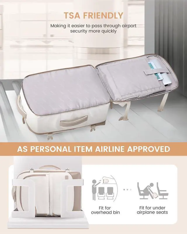 Alt view image 3 of 5 - LOVEVOOK Travel Backpack for Women & Men, 50L Carry on Backpack Airline Approved, Large TSA Personal Item Travel Bag fits 17.3" Laptop, Business Weekender Bag for Essentials, 4Pcs