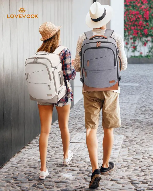 Alt view image 2 of 5 - LOVEVOOK Travel Backpack for Women & Men, 50L Carry on Backpack Airline Approved, Large TSA Personal Item Travel Bag fits 17.3" Laptop, Business Weekender Bag for Essentials, 4Pcs