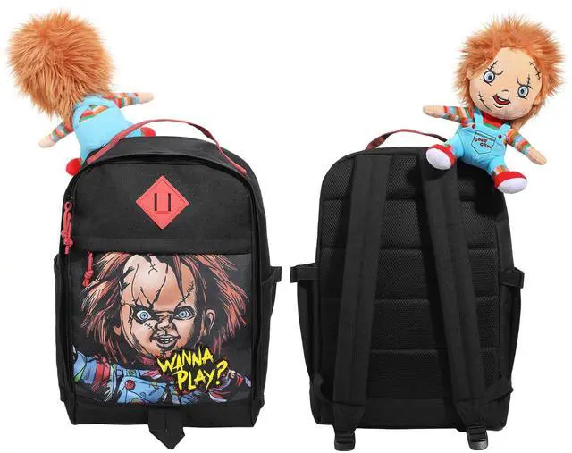 Main image of Chucky 17.5" Black adult Backpack With Plush Character Charm