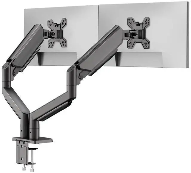 Main image of Dual Monitor Stand for 13 to 32 inch Screens, Gas Spring Monitor Arm with Swivel, Tilt, Rotation, Height Adjustable, Desk Mount with C-Clamp and Grommet Base, Each Arm Holds 4.4 to 19.8lbs Screen