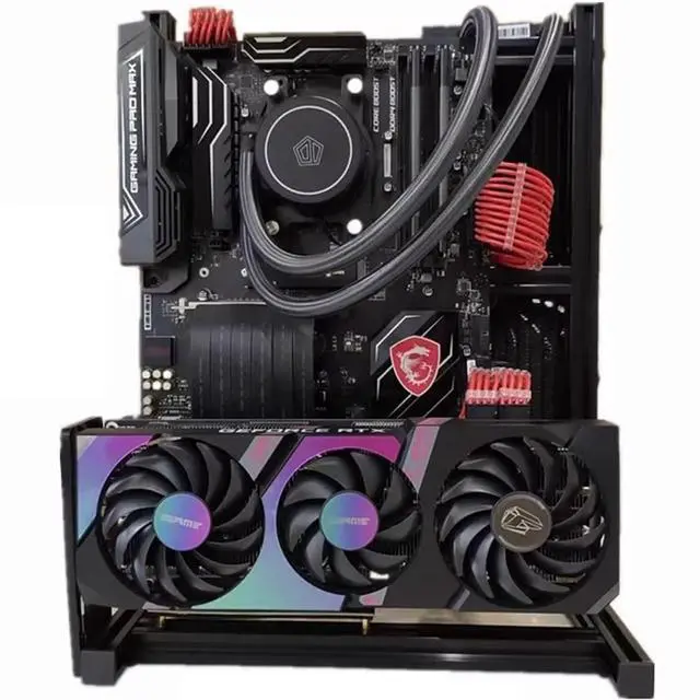 Alt view image 5 of 5 - PC Test Bench Open Frame Air Computer Case Rack Bracket, Aluminum Creative Assembly Bench, Support ATX Motherboard Stand, Portable Vertical Horizontal Wall Hanging