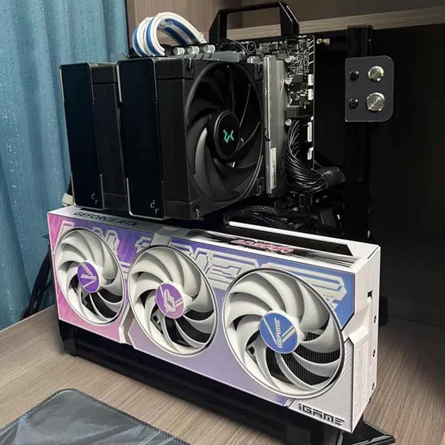 Alt view image 4 of 5 - PC Test Bench Open Frame Air Computer Case Rack Bracket, Aluminum Creative Assembly Bench, Support ATX Motherboard Stand, Portable Vertical Horizontal Wall Hanging