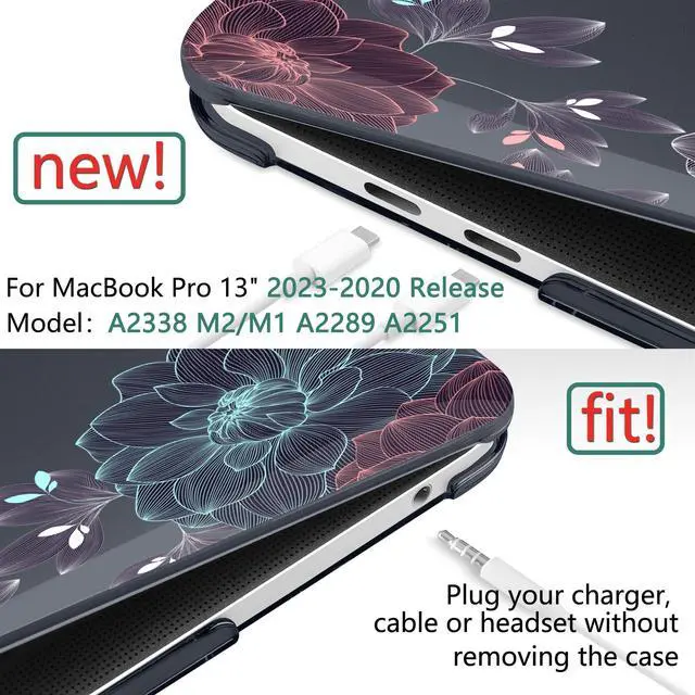 Alt view image 2 of 5 - DONGKE Compatible with MacBook Pro 13 inch Case 2024 2023-2020 Release A2338 M2/M1 A2251 A2289 with Retina Display & Touch ID, Plastic Hard Shell & Keyboard Cover & Screen Film - Dahlia Flowers