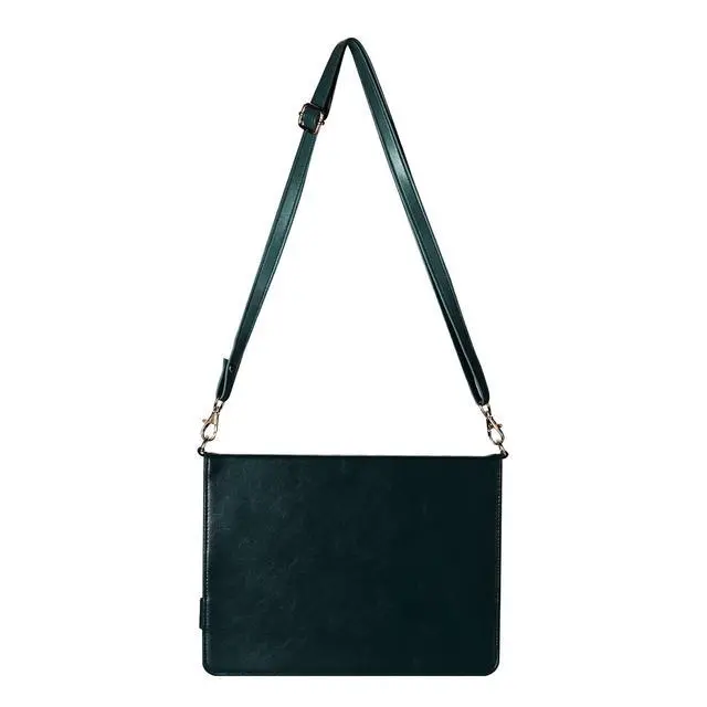 Alt view image 4 of 5 - Handbag Case for Samsung Galaxy Tab S10 Plus/S9 FE+/S9+ 12.4", Techcircle Folio Stand Crossbody Wallet Case w/Pen Holder+Card Slots Pocket, Built-in Hand Strap+Removable Shoulder Strap, Midnight Green