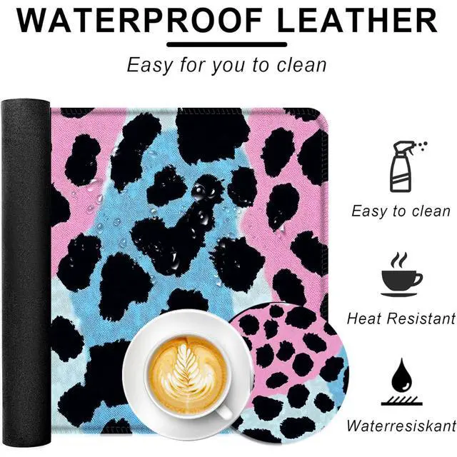 Alt view image 2 of 5 - BFUKVOU Large Keyboard Mouse Pad Set, Extended Mouse Pad+Keyboard Wrist Rest Support, Memory Foam Ergonomic Easy Typing, 4Pcs (31.5×11.8 in) Desk Pad Set for Office Home,Leopard Print