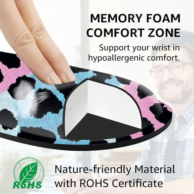 Alt view image 4 of 5 - BFUKVOU Large Keyboard Mouse Pad Set, Extended Mouse Pad+Keyboard Wrist Rest Support, Memory Foam Ergonomic Easy Typing, 4Pcs (31.5×11.8 in) Desk Pad Set for Office Home,Leopard Print