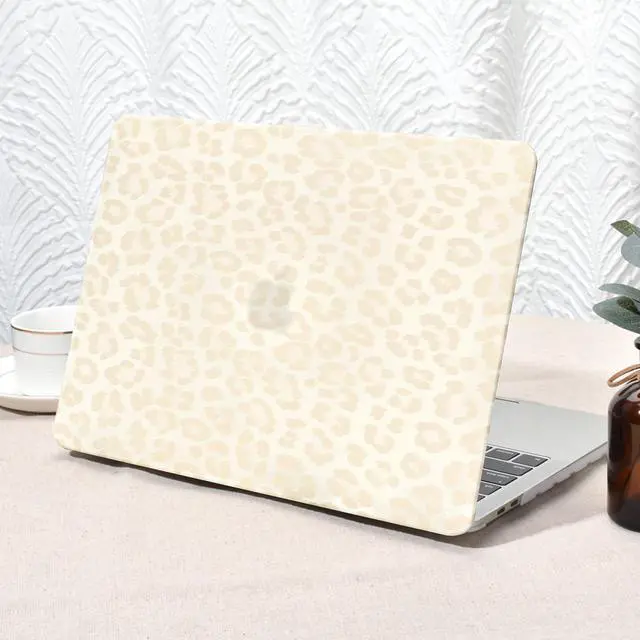 Main image of Seorsok Compatible with MacBook Air 13 Inch Case 2022 2021 2020-2018 Release A1932 A2179 M1 A2337,Elegant Leopard Grain Leather Plastic Hard Shell Case with Keyboard Cover,Beige