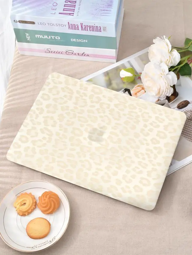 Alt view image 4 of 5 - Seorsok Compatible with MacBook Air 13 Inch Case 2022 2021 2020-2018 Release A1932 A2179 M1 A2337,Elegant Leopard Grain Leather Plastic Hard Shell Case with Keyboard Cover,Beige