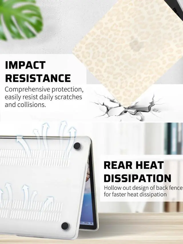 Alt view image 5 of 5 - Seorsok Compatible with MacBook Air 13 Inch Case 2022 2021 2020-2018 Release A1932 A2179 M1 A2337,Elegant Leopard Grain Leather Plastic Hard Shell Case with Keyboard Cover,Beige