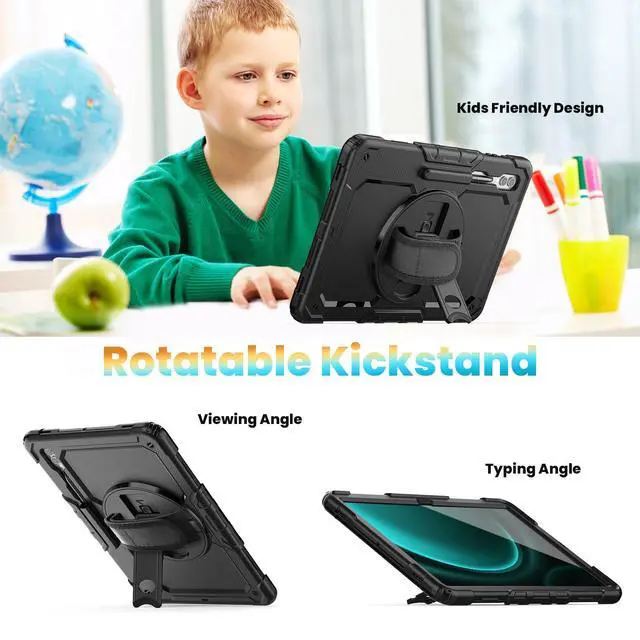 Alt view image 3 of 5 - Herize Case Compatible with Samsung Galaxy Tab S10/S9/S8 Ultra 14.6 Inch with Screen Protector Pen Holder | Shockproof Cover W/Stand Shoulder Strap Hand Strap