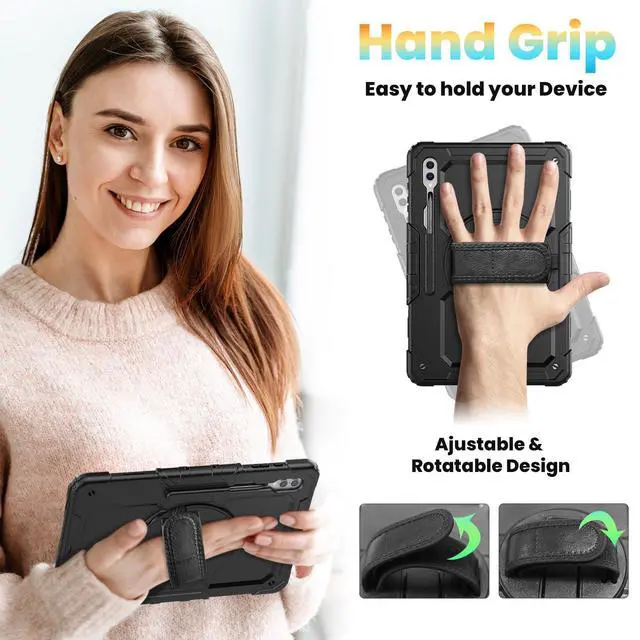 Alt view image 4 of 5 - Herize Case Compatible with Samsung Galaxy Tab S10/S9/S8 Ultra 14.6 Inch with Screen Protector Pen Holder | Shockproof Cover W/Stand Shoulder Strap Hand Strap