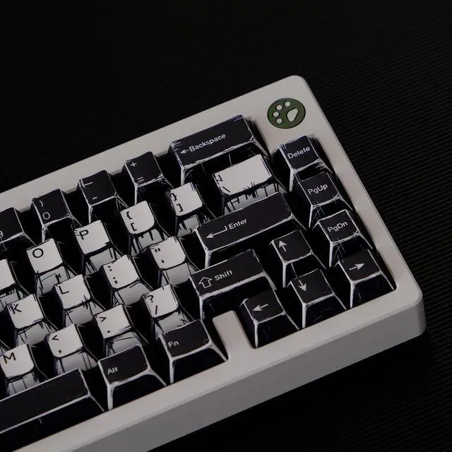 Alt view image 2 of 5 - Sumgsn 142 Keys Retro Manga Keycaps Cherry Profile PBT Black Keycaps Set Compatible with 60%/65%/75%/95% Cherry Mx Switches Mechanical Keyboard