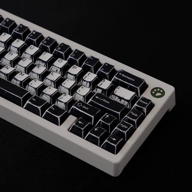 Alt view image 3 of 5 - Sumgsn 142 Keys Retro Manga Keycaps Cherry Profile PBT Black Keycaps Set Compatible with 60%/65%/75%/95% Cherry Mx Switches Mechanical Keyboard