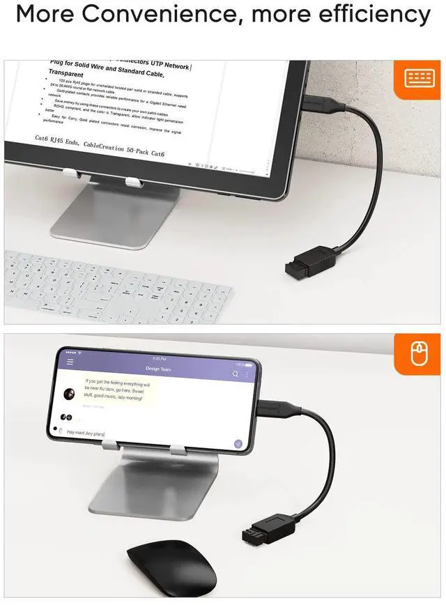 Alt view image 4 of 5 - CableCreation 2-Pack USB Female to USB C Adapter 0.5FT/0.15m, Braided USB C to USB A Female Adapter OTG 5Gbps Data, USB A to C Cable for MacBook Pro Air, Galaxy S22, S22 Ultra, S20 etc, Black