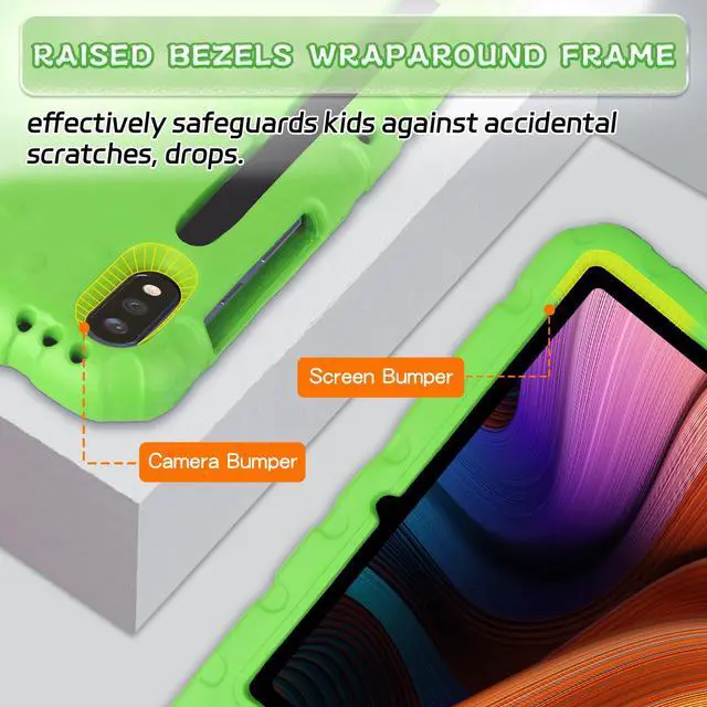 Alt view image 5 of 5 - New Kids Case for Samsung Galaxy Tab S7 FE/S7 Plus/S8 Plus with S-Pen Holder and Anti-Slip Handle 12.4 inch Super Protection Cover for 2022 Tab S8+ 2021 Tab S7 FE 2020 S7+ Green