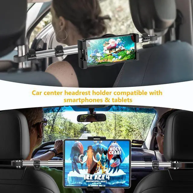 Alt view image 4 of 5 - YOOZ Car Headrest Tablet Mount, Car Backseat Tablet Holder for Kids - Adjustable 360 Rotation Between Seats Stand for 4-12.9" Devices, iPad Pro Air Mini, Galaxy Tabs, Fire, iPhone Series