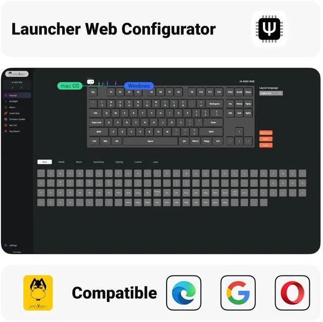 Alt view image 3 of 4 - JamesDonkey J4 Wireless Mechanical Keyboard - 80% Layout Super Red Switch, QMK RGB Backlit, 2.4G/Bluetooth/USB-C, Cherry PBT Shine-Through Keycaps, 3750mAh Battery, Mac/Win/Linux Compatible - White