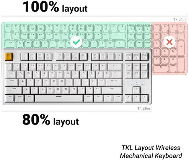 Alt view image 2 of 4 - JamesDonkey J4 Wireless Mechanical Keyboard - 80% Layout Super Red Switch, QMK RGB Backlit, 2.4G/Bluetooth/USB-C, Cherry PBT Shine-Through Keycaps, 3750mAh Battery, Mac/Win/Linux Compatible - White