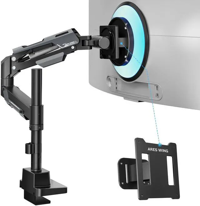 Main image of ARES WING Single Monitor Mount & VESA Adapter for Samsung Neo G9, G65B, G70A, G75T, G85NB, CRG9, CHG9, CHG90, and Odyssey G9 Monitors