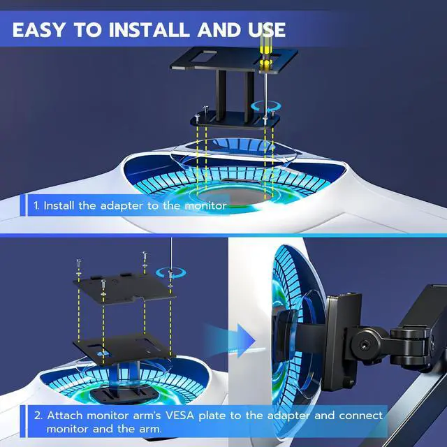 Alt view image 4 of 5 - ARES WING Single Monitor Mount & VESA Adapter for Samsung Neo G9, G65B, G70A, G75T, G85NB, CRG9, CHG9, CHG90, and Odyssey G9 Monitors