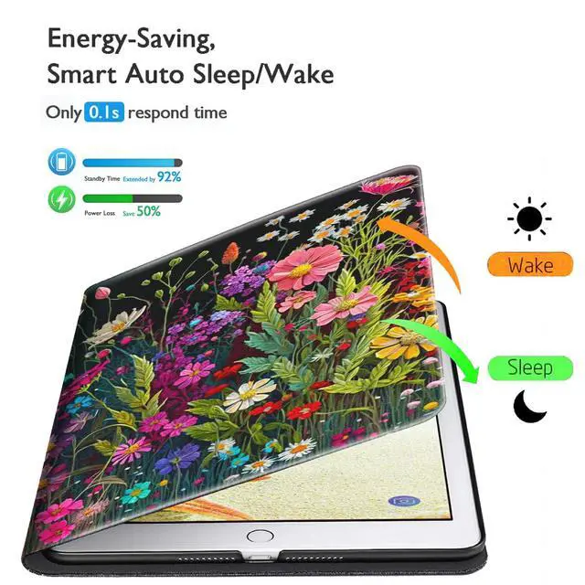 Alt view image 2 of 5 - Case for Kindle Paperwhite 12th Generation & Kindle Colorsoft Signature Edition 2024 7 inch Lightweight Smart Case PU Leather Adjustable Stand Protective Cover with Auto Wake/Sleep - Floral Flower