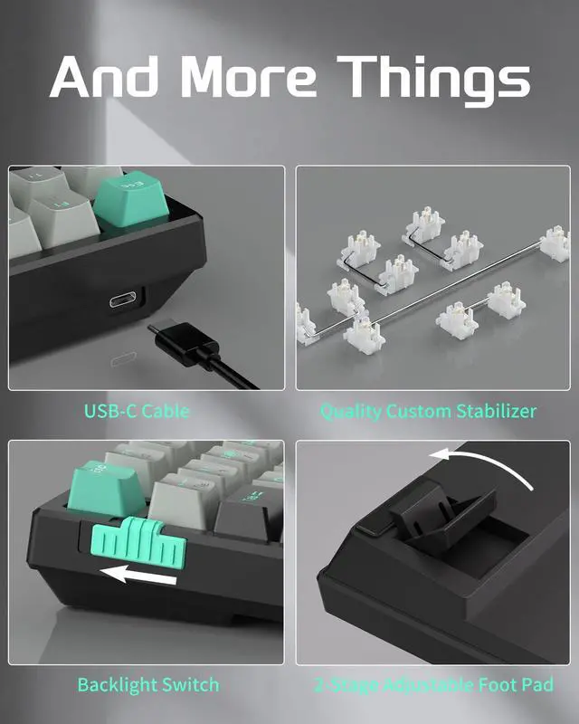 Alt view image 5 of 5 - MageGee SKY98 Mechanical Gaming Keyboard, 96% Gasket Hot Swappable Wired Custom Creamy Keyboard with 5-Layer Sound Dampening, RGB Backlit, NKRO for Win/Mac (Dark Elf, Blue Whale Switch)