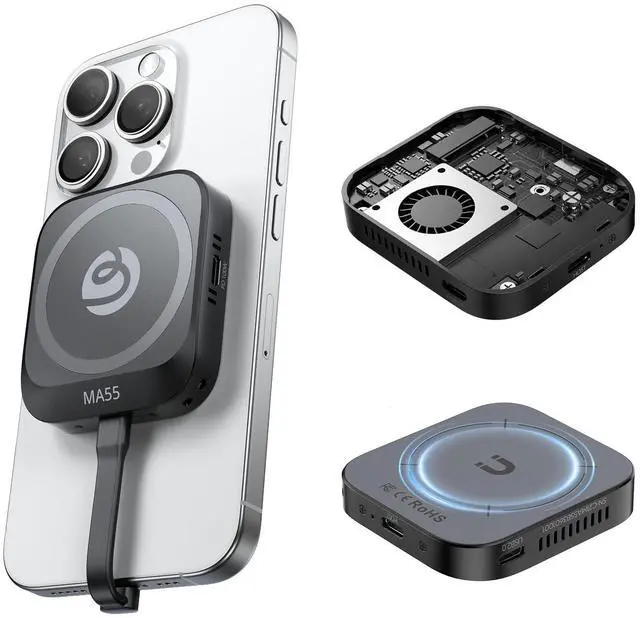 Main image of Ulanzi MA55 Magnetic SSD Enclosure M.2 NVMe with Magsafe, USB 3.2 Gen 2 Type-C (10 Gbps), Aluminum Key Solid State Drive Case External Enclosure for SSDs 2230/2242, iPhone 15 16 17 Series