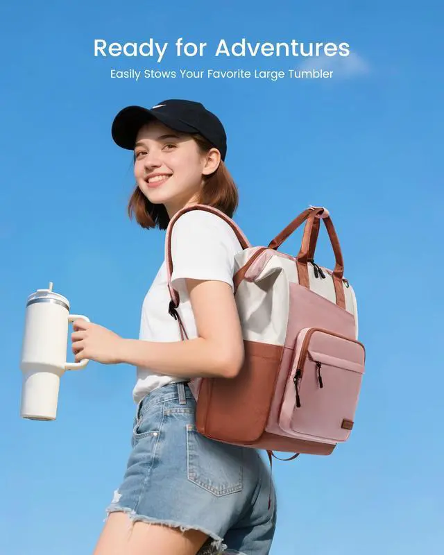 Alt view image 2 of 5 - LOVEVOOK Laptop Backpack for Women, 15.6 Inch Travel Backpack for Work College Business, Water Resistant Teacher Nurse Bag with Large Capacity, School Bookbag Bags Cute Daypack for Woman Girls