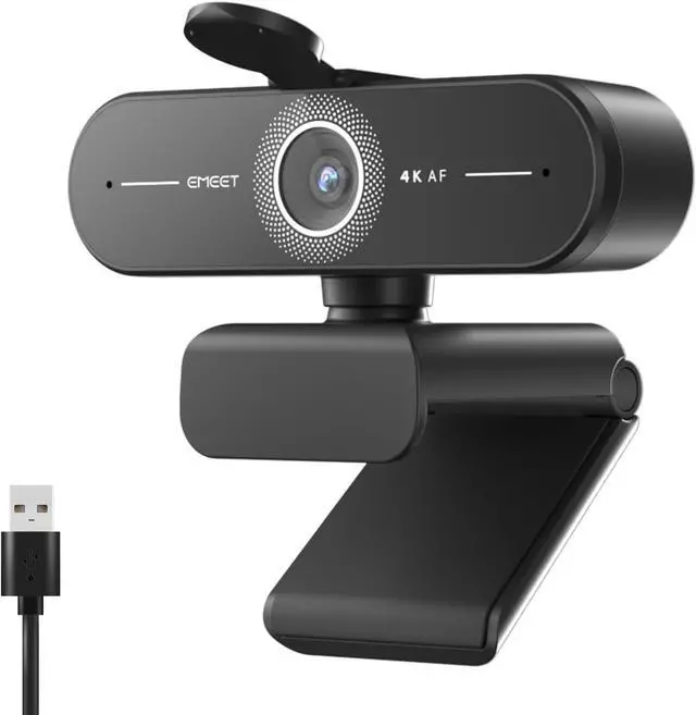 Main image of EMEET C60E 4K Webcam for PC - Ultra 4K HD, PDAF Autofocus, Dual Noise-Cancelling Mics, 73° FOV, Auto Light Correction, USB Plug&Play, Privacy Cover, Ideal for High-End Business Meetings&Live Streaming