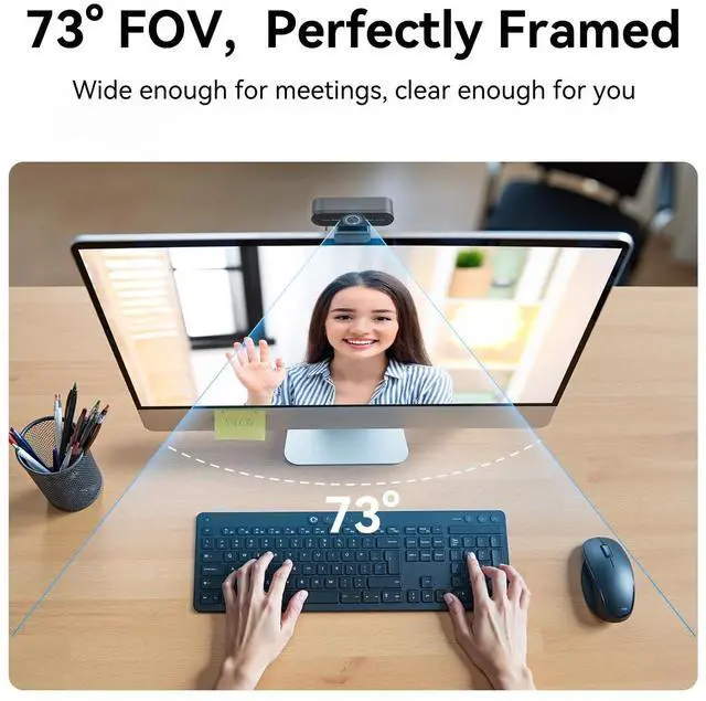 Alt view image 4 of 5 - EMEET C60E 4K Webcam for PC - Ultra 4K HD, PDAF Autofocus, Dual Noise-Cancelling Mics, 73° FOV, Auto Light Correction, USB Plug&Play, Privacy Cover, Ideal for High-End Business Meetings&Live Streaming