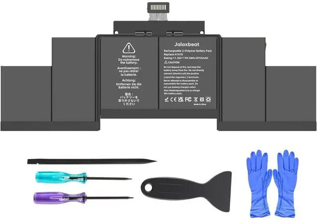 Main image of Jalaxbeat A1398 A1618 Battery Replacement for Apple MacBook Pro 15 inch Retina A1398 Mid 2015 - Long Lasting [99.5Wh 11.26V 8800mAh]