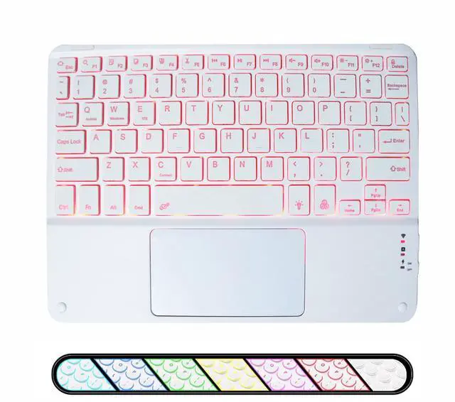Main image of Wireless Backlit Bluetooth Keyboard with Touchpad,10 inch Ultra Slim 7Colors Backlit Portable Rechargeable Keyboard with Trackpad for IPad/IPad Pro iOS Android Tablets Windows Laptop PC(White)
