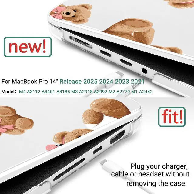 Alt view image 2 of 5 - DONGKE Case for M5 MacBook Pro 14 inch 2025 2024-2021 M4 M3 M2 M1, Plastic Hard Shell Cover Compatible with A3434 A3112 A3401 A3185 A2992 A2779 A2442, Retina XDR Display & Touch ID, Cartoon Bears