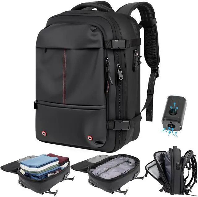 Main image of besharppin Travel Vacuum Backpack with Pump, TSA Friendly Vacuum Sealed Backpack, 21''x13''x 6'' Compression Suitcase for Flight, Travel Luggage Business Storage(Black)